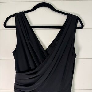 White House Black Market Black Sleeveless
Draped Wrap Bodice Dress | Size 4